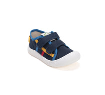 D.D.Step tenisi baieti din panza 22-27 Royal Blue cu dungi