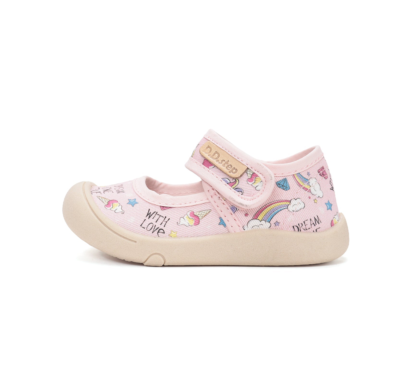 D.D.Step tenisi fete decupati din panza 22-33 Baby Pink Unicorn Imagine secundară a produsului
