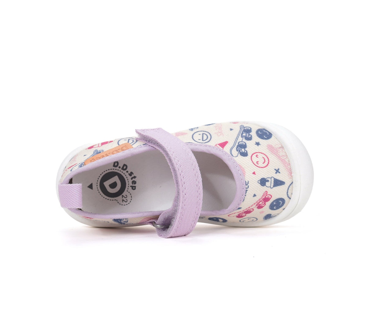 D.D.Step tenisi fete decupati din panza 22-27 Cream Skate