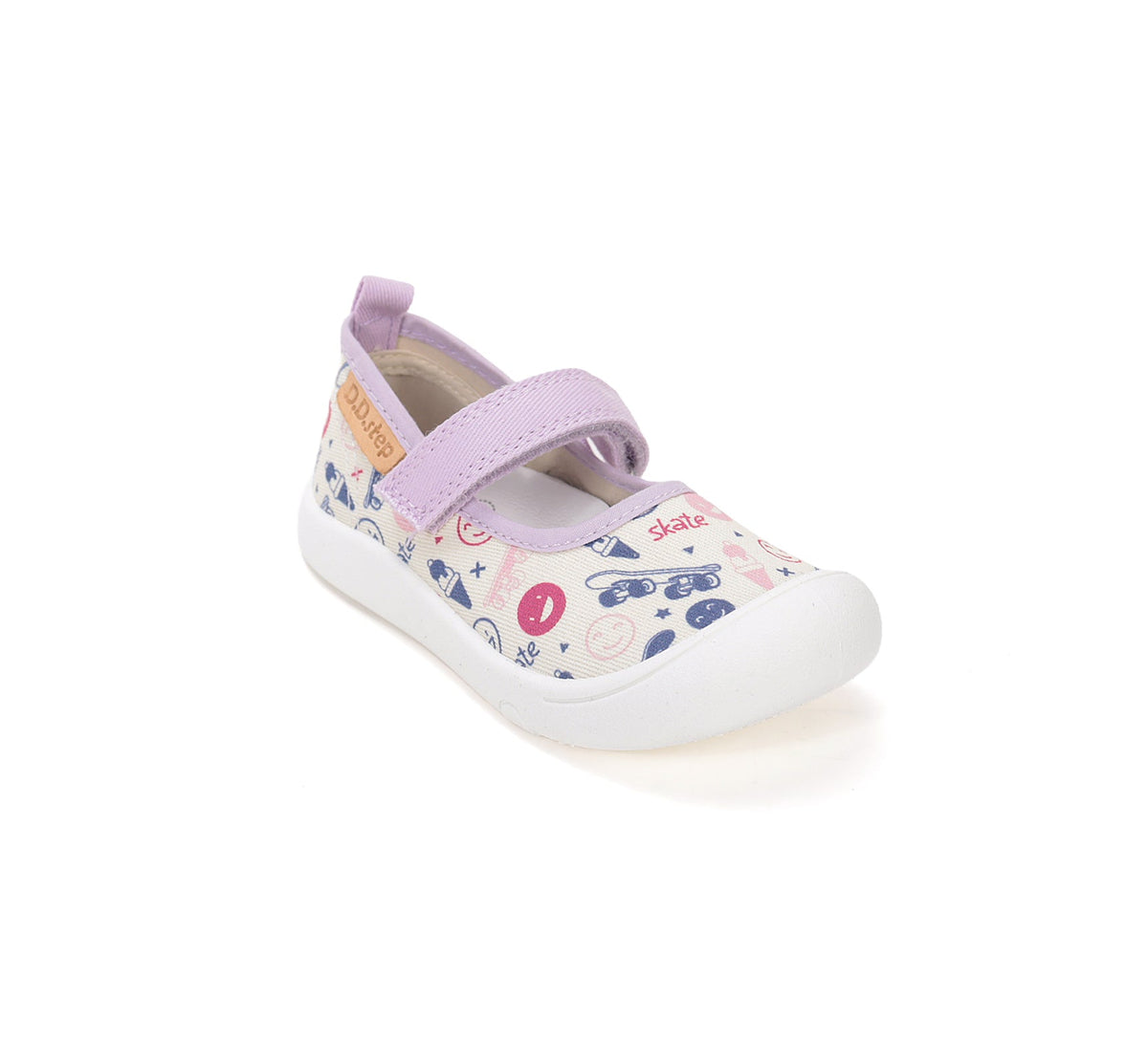 D.D.Step tenisi fete decupati din panza 22-27 Cream Skate