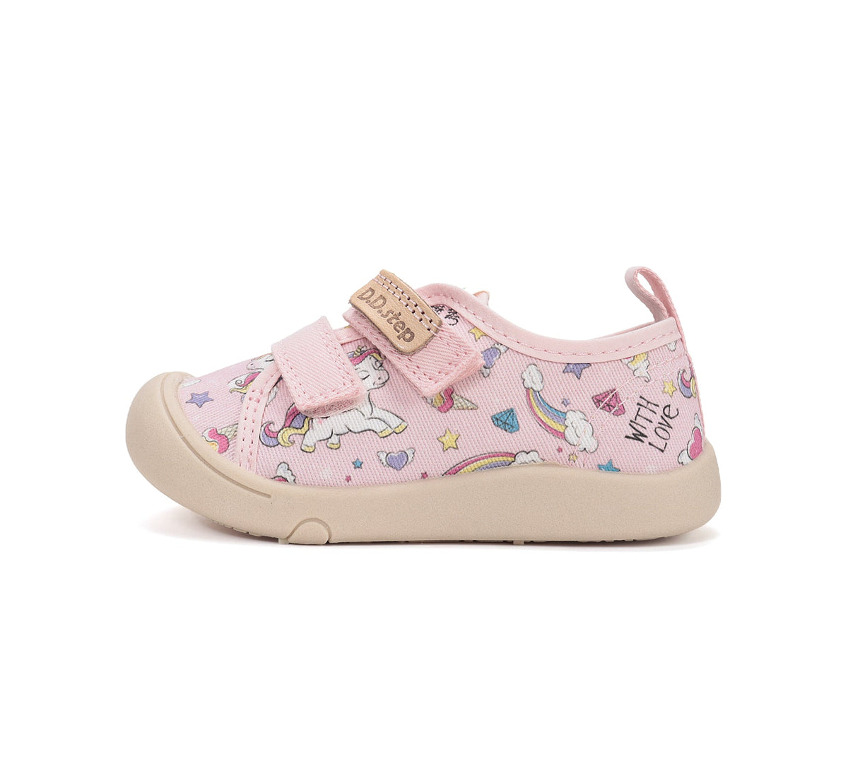 D.D.Step tenisi fete din panza 28-33 Baby Pink Unicorn