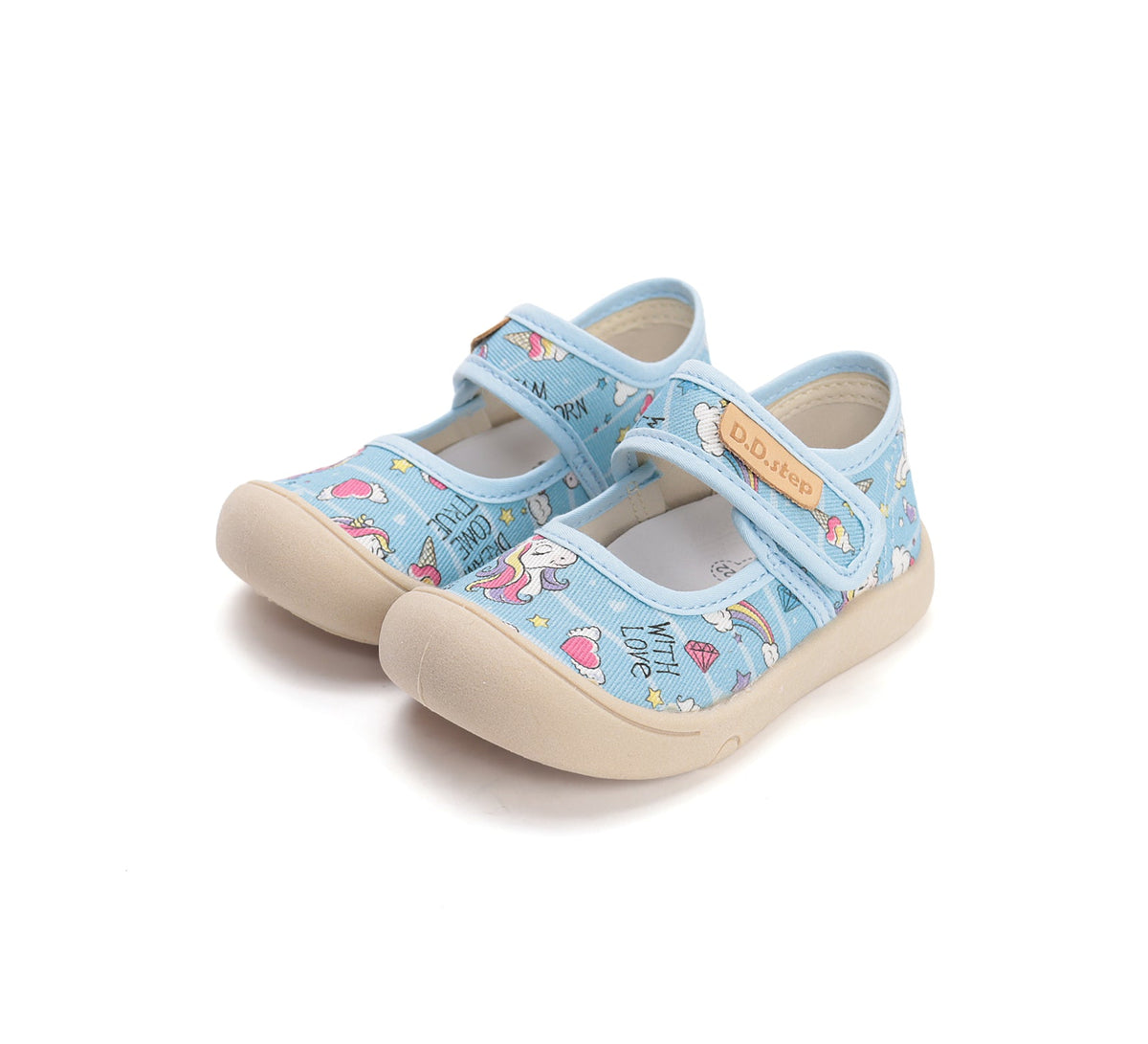 D.D.Step tenisi fete decupati din panza 22-33 Oceanic Unicorn