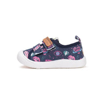 D.D.Step tenisi fete din panza 22-27 Royal Blue cu desene roz