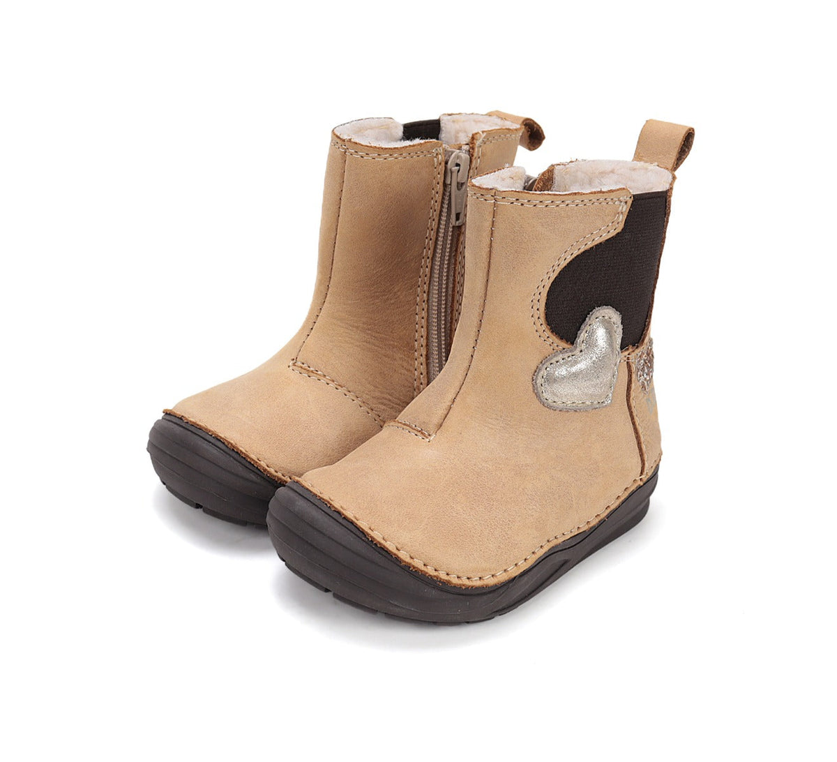 D.D.Step cizme fete captusite 26-31 Cream cu inimioare