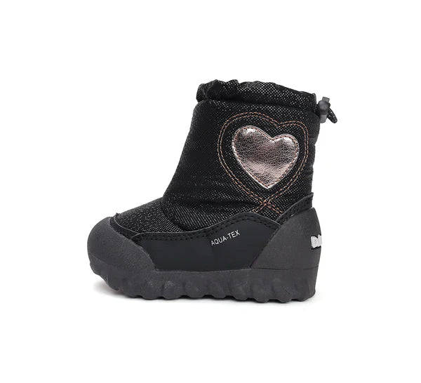 D.D.Step cizme fete Aqua-Tex imblanite 22-27 Black cu inimioara Imagine secundară a produsului