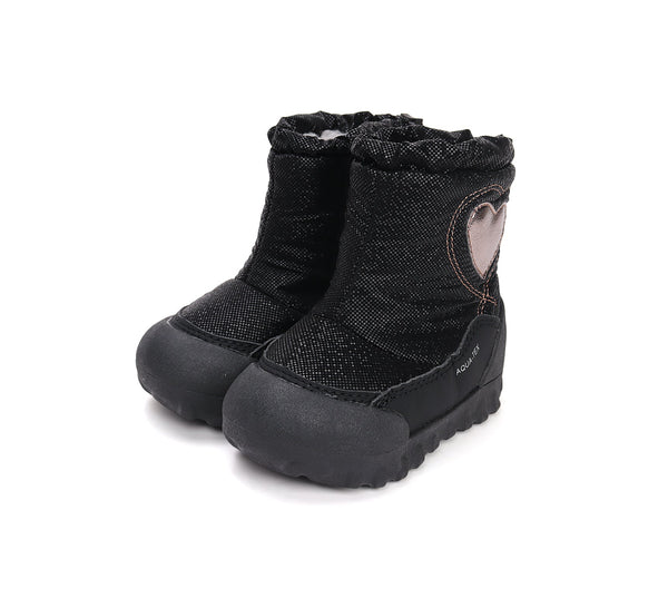 D.D.Step cizme fete Aqua-Tex imblanite 22-27 Black cu inimioara Imagine principală a produsului