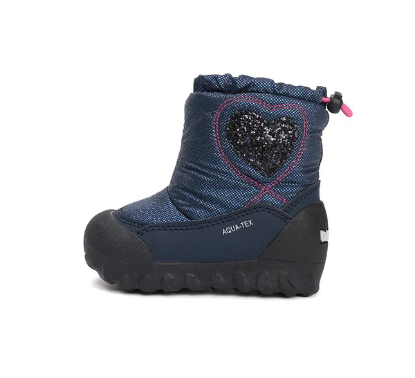 D.D.Step cizme fete Aqua-Tex imblanite 28-33 Royal Blue cu inimioara Imagine secundară a produsului