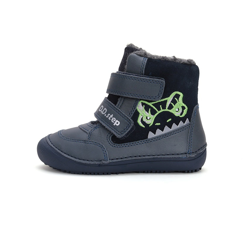 D.D.Step ghete baieti Barefoot captusite 25-30 Royal Blue cu crocodil