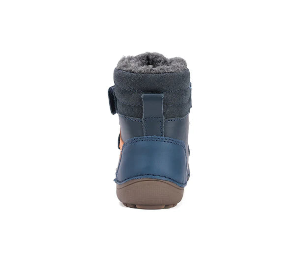 D.D.Step ghete baieti Barefoot captusite 25-30 Rotal Blue cu portocaliu