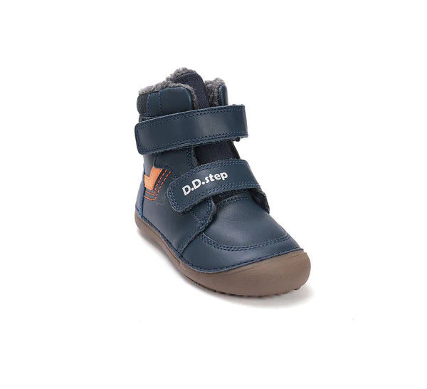 D.D.Step ghete baieti Barefoot captusite 25-30 Rotal Blue cu portocaliu