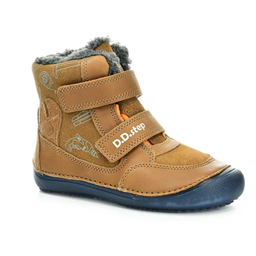 D.D.Step ghete baieti Barefoot captusite cu talpa fluorescenta 25-30 Chocolate cu unelte