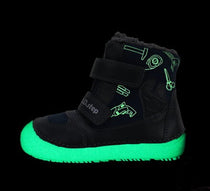 D.D.Step ghete baieti Barefoot captusite cu talpa fluorescenta 25-30 Chocolate cu unelte