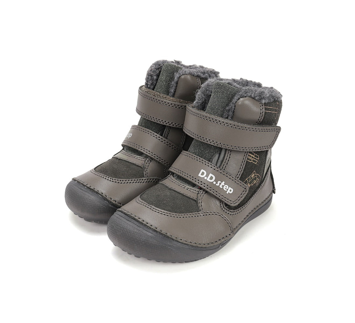 D.D.Step ghete baieti Barefoot captusite cu talpa fluorescenta 25-30 Khaki cu unelte Imagine principală a produsului