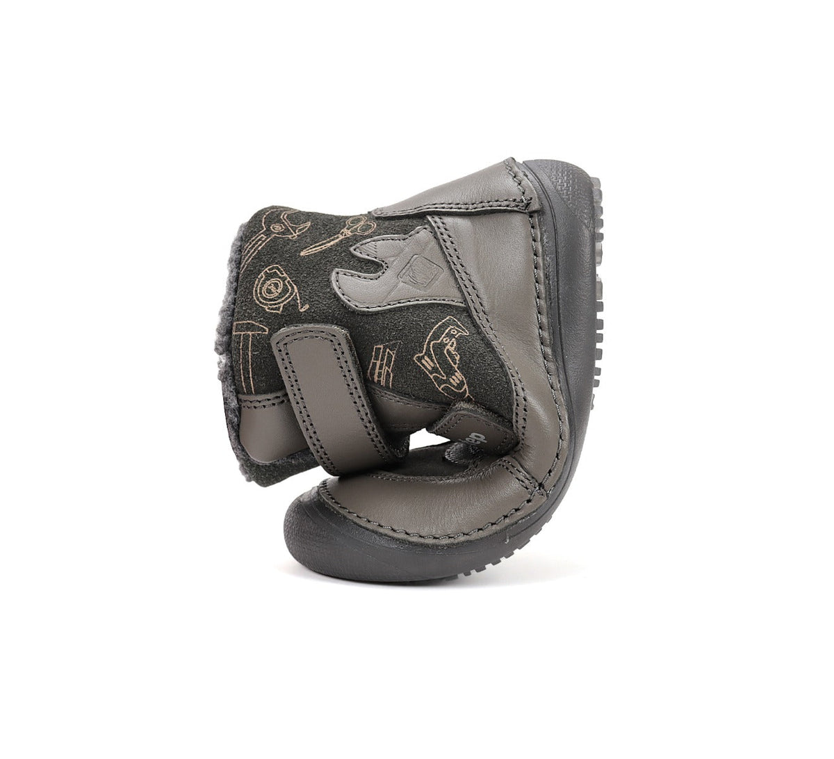 D.D.Step ghete baieti Barefoot captusite cu talpa fluorescenta 25-30 Khaki cu unelte