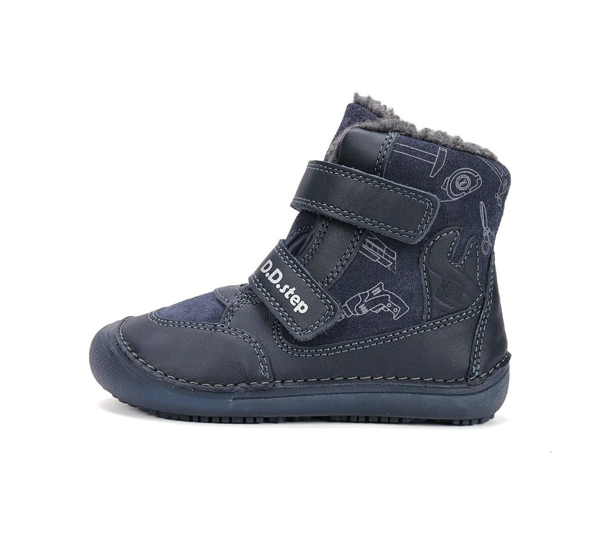 D.D.Step ghete baieti Barefoot captusite cu talpa fluorescenta 25-30 Royal Blue cu unelte