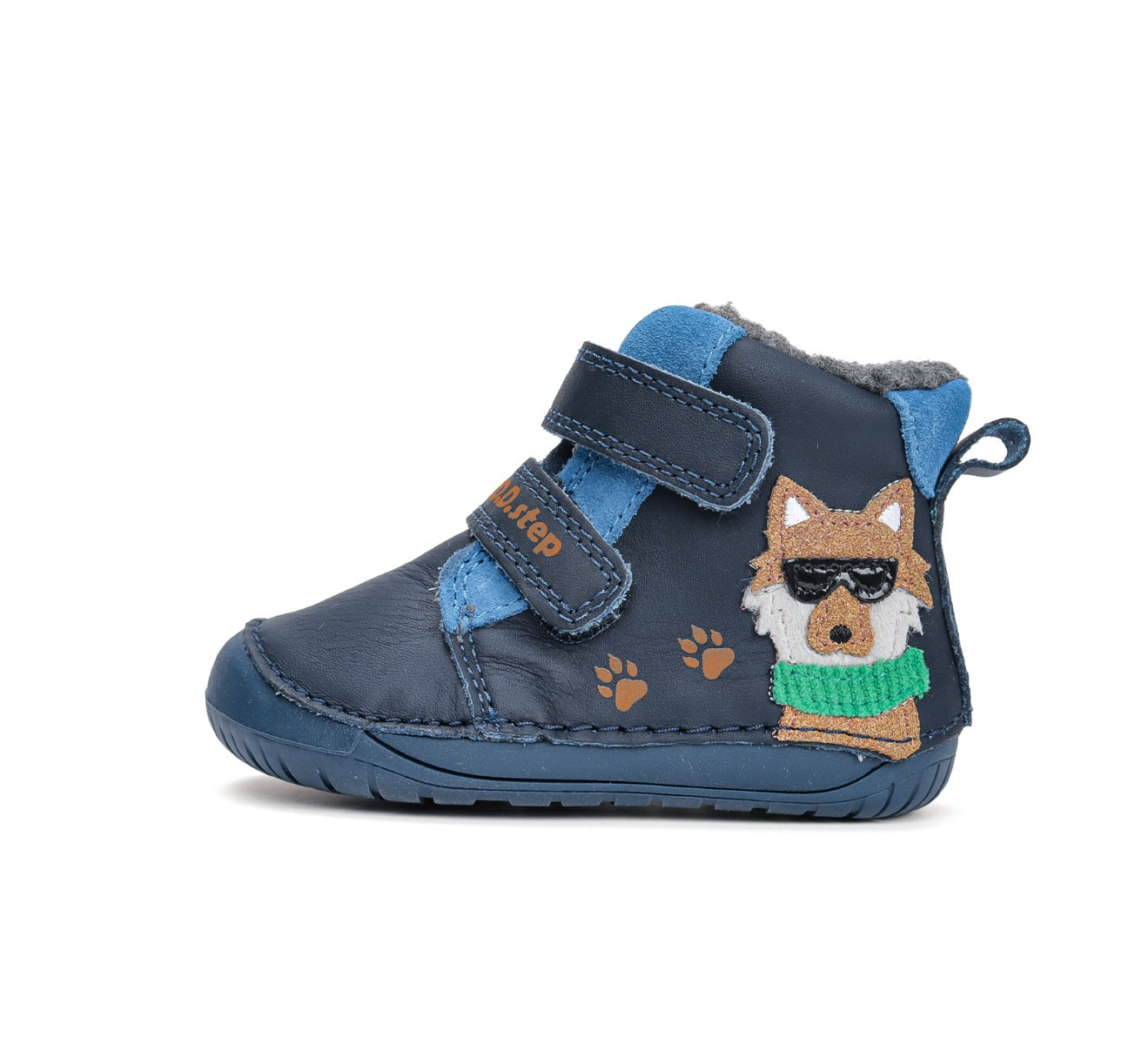 D.D.Step ghete baieti Barefoot imblanite 20-25 Royal Blue cu catel Imagine secundară a produsului