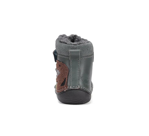 D.D.Step ghete baieti Barefoot imblanite cu talpa fluorescenta 20-25 Emerald cu dino