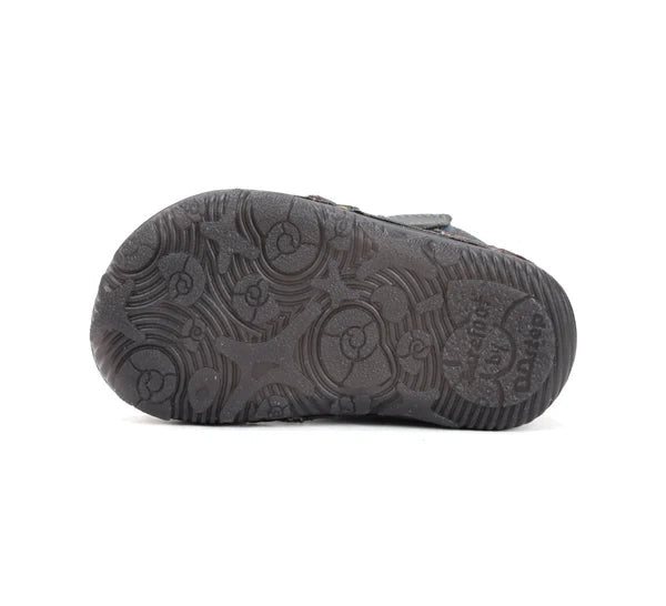 D.D.Step ghete baieti Barefoot imblanite cu talpa fluorescenta 20-25 Emerald cu dino