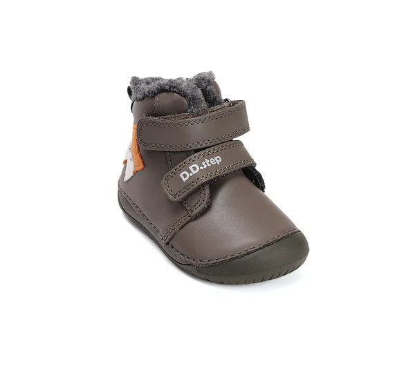 D.D.Step ghete baieti Barefoot imblanite 20-25 Khaki cu raton
