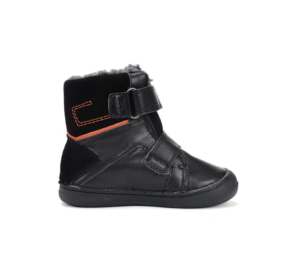 D.D.Step ghete baieti imblanite 26-31 Black cu portocaliu