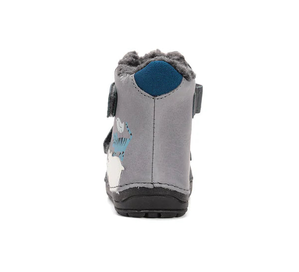 D.D.Step ghete baieti imblanite cu talpa fluorescenta 19-24 Dark Grey Wild Animals