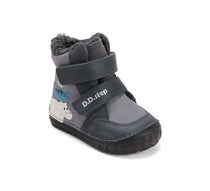 D.D.Step ghete baieti imblanite cu talpa fluorescenta 19-24 Dark Grey Wild Animals