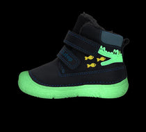 D.D.Step ghete baieti imblanite cu talpa fluorescenta 26-31 Royal Blue  cu crocodil si pesti