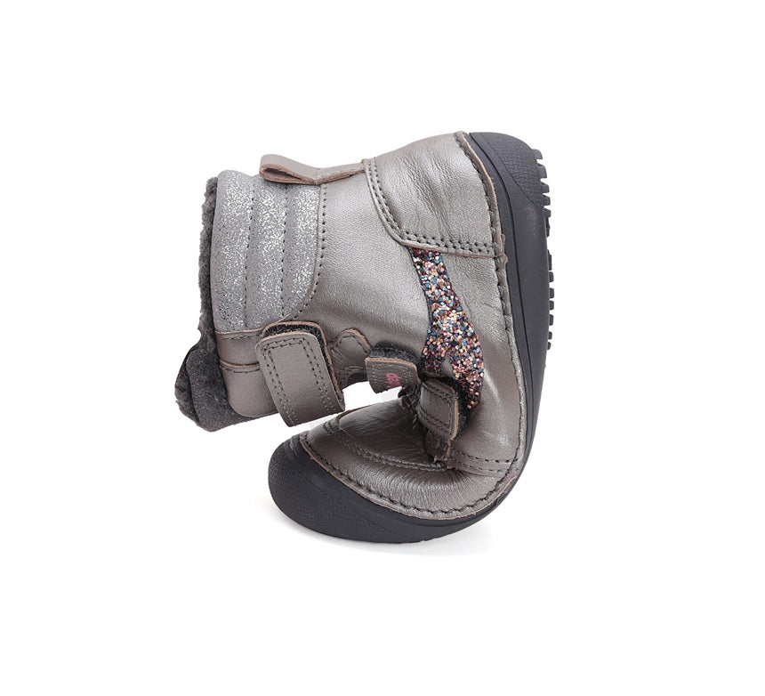 D.D.Step ghete fete Barefoot captusite 26-31 Dark Grey cu paiete