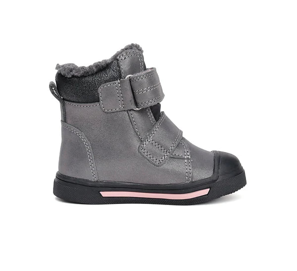 D.D.Step ghete fete imblanite Ponte20 supinati AQUA-TEX 22-27 Dark Grey cu roz