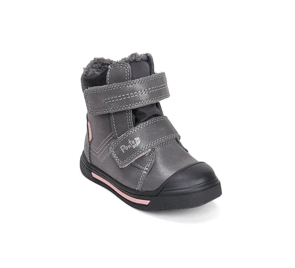 D.D.Step ghete fete imblanite Ponte20 supinati AQUA-TEX 22-27 Dark Grey cu roz