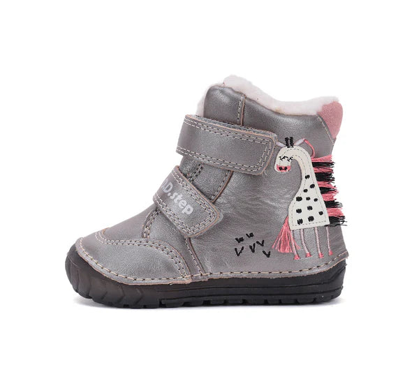 D.D.Step ghete fete imblanite cu talpa fluorescenta 19-24 Bronze cu girafa