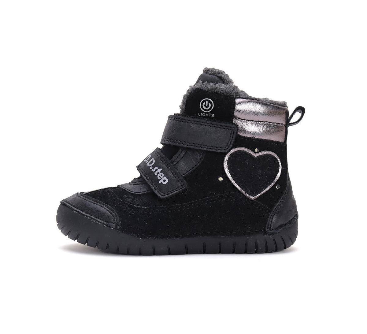 D.D.Step ghete fete imblanite cu LED 25-30 Black cu inimioara