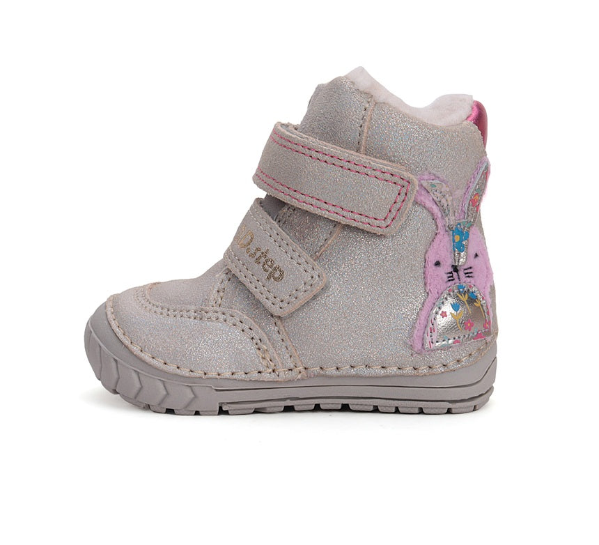 D.D.Step ghete fete imblanite 19-24 Light Grey cu iepuras Imagine secundară a produsului