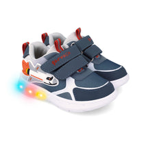 Garvalin By Biomecanics pantofi sport baieti cu LED 22-25 Mat Azul cu racheta