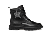 Geox bocanci fete 28-35 Black /Dark Silver cu stea