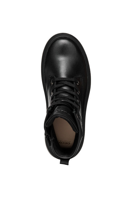 Geox bocanci fete 36-37 Black /Dark Silver cu stea