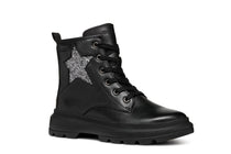 Geox bocanci fete 28-35 Black /Dark Silver cu stea
