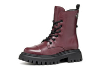 Geox bocanci fete cu siret si fermoar 31-35 Dark Burgundy