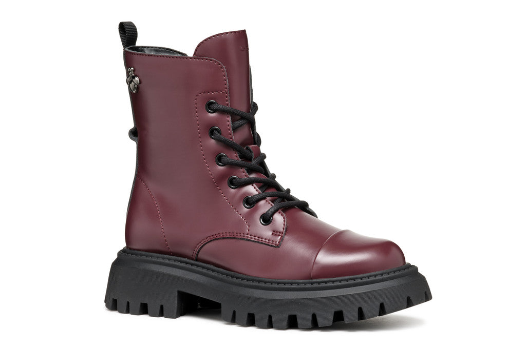 Geox bocanci fete cu siret si fermoar 36-37 Dark Burgundy Imagine secundară a produsului