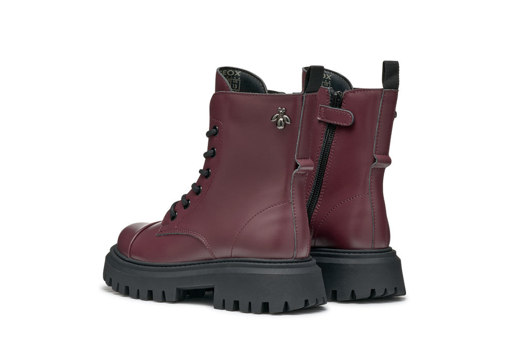 Geox bocanci fete cu siret si fermoar 36-37 Dark Burgundy