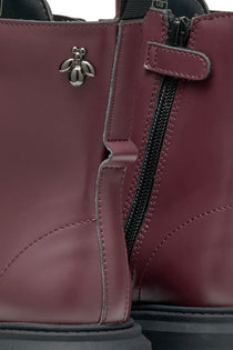 Geox bocanci fete cu siret si fermoar 31-35 Dark Burgundy