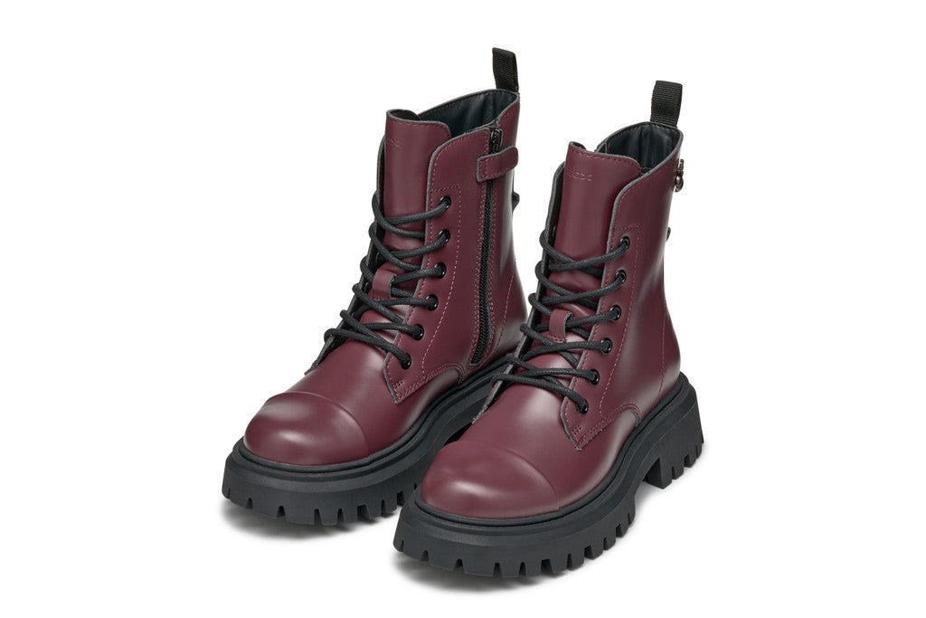 Geox bocanci fete cu siret si fermoar 31-35 Dark Burgundy