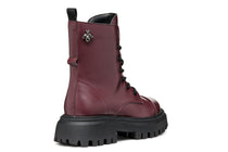 Geox bocanci fete cu siret si fermoar 31-35 Dark Burgundy