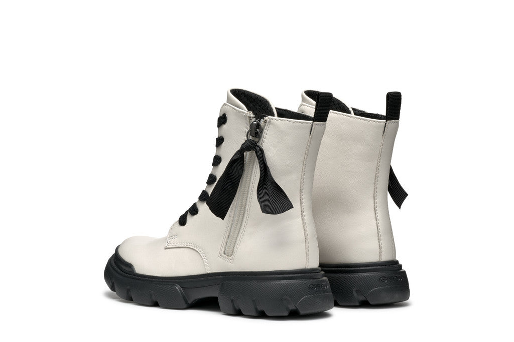 Geox bocanci fete cu siret si fermoar 36-37 Light Ivory/Black Imagine secundară a produsului