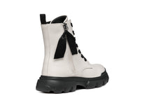 Geox bocanci fete cu siret si fermoar 31-35 Light Ivory/Black