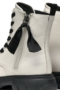 Geox bocanci fete cu siret si fermoar 36-37 Light Ivory/Black