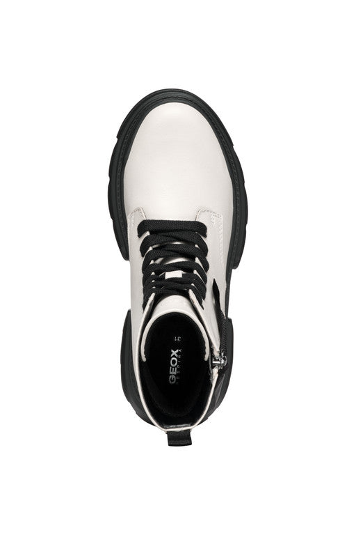 Geox bocanci fete cu siret si fermoar 36-37 Light Ivory/Black