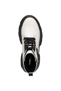 Geox bocanci fete cu siret si fermoar 31-35 Light Ivory/Black