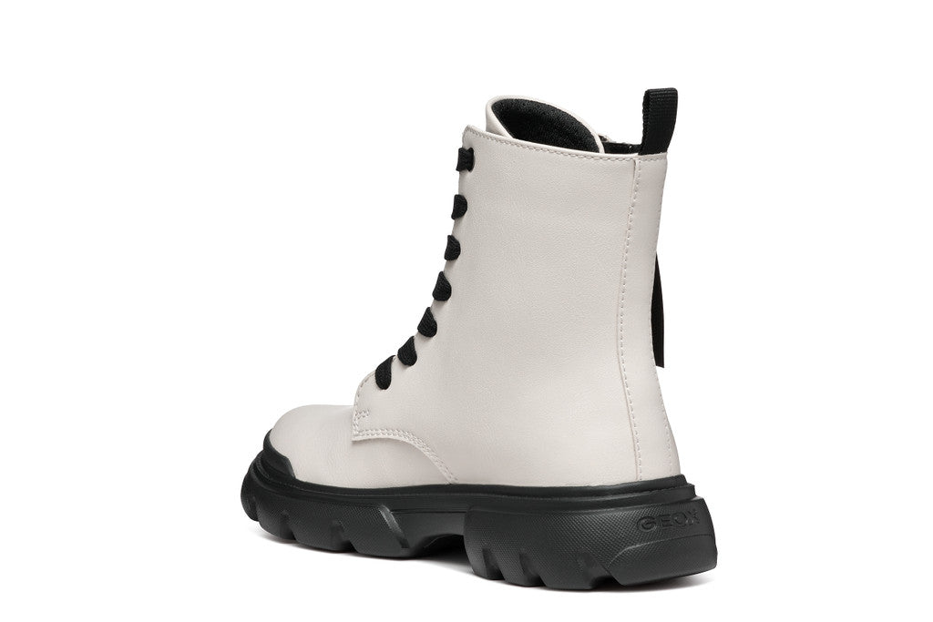 Geox bocanci fete cu siret si fermoar 36-37 Light Ivory/Black