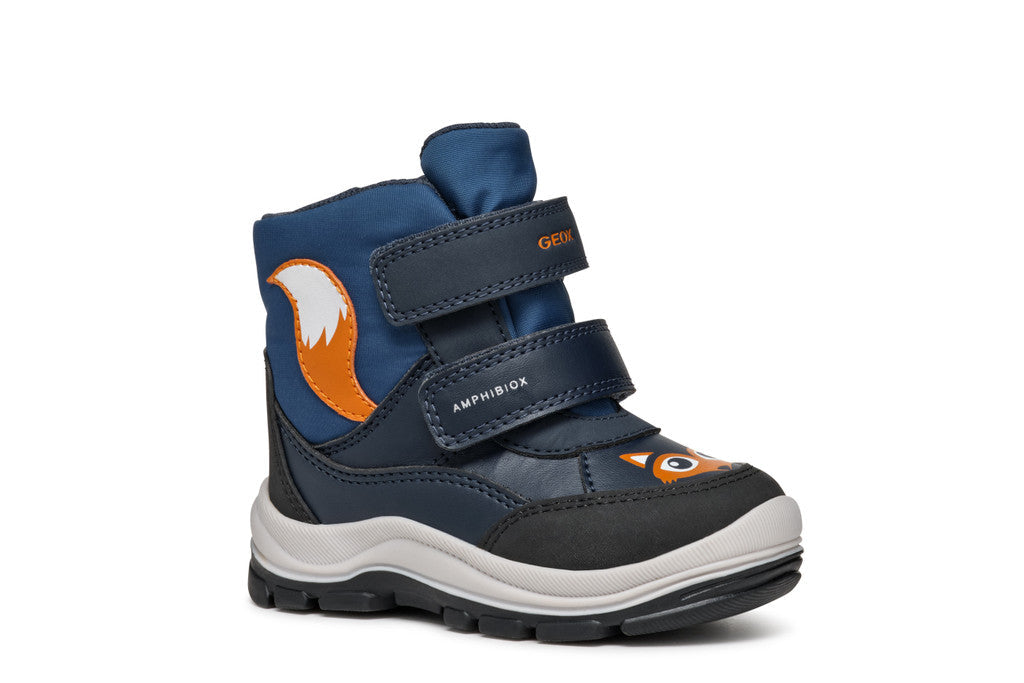 Geox cizme baieti de zapada imblanite si impermeabile Amphibiox 20-23 Navy/Dark Avio
